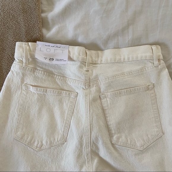 LOFT White High-Waisted Straight Jeans - Picture 4 of 10